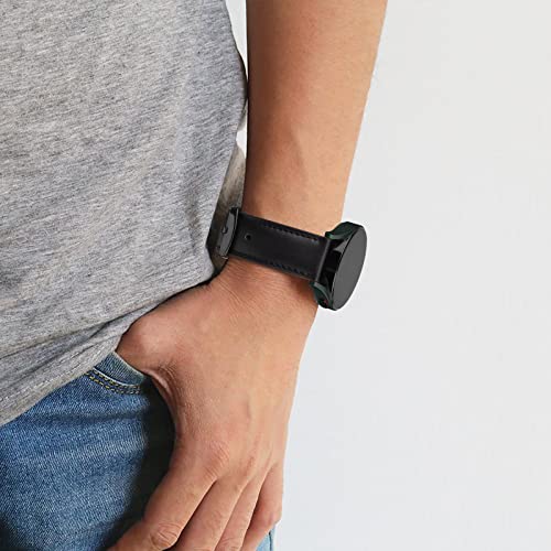 Vancle Quick Release Genuine Leather Watch Band 20mm 22mm Leather Watch Strap, 20mm Black