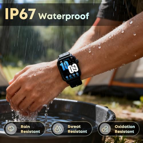 DIVOAZBVO Smart Watch for Men, 120+ Sports Modes Smartwatch with 1.83" HD Touchsreen, Sleep Monitor, IP67 Waterproof, Bluetooth Call & Music Control Fitness Watch for iPhone/Android Black