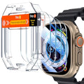 UniqueMe for 4 Pack Apple Watch Ultra/Ultra 2 / Ultra 3 Screen Protector 49mm, Military Grade Shockproof Case Friendly Anti-Scratch Bubble-Free Tempered Glass Clear Cover iwatch【Update Packaging】