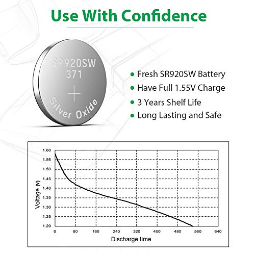 LiCB 10 Pack 371 SR920SW Watch Battery,Long-Lasting & Leak-Proof,High Capacity Silver Oxide 1.55V Button Cell Batteries for Watch