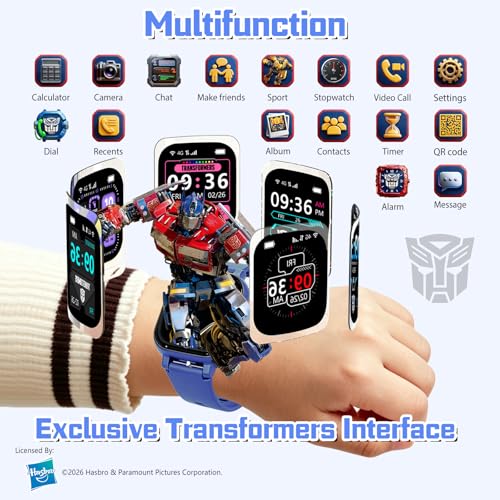 Transformers 4G Kids Smart Watch with GPS Tracker for Boys Girls Two Way Call Video Chat SOS IP68 Waterproof Pedometer Gift for Child 4-12 Year Olds