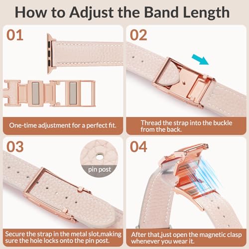 JSGJMY Leather Magnetic Band Compatible with Apple Watch Bands 38mm 40mm 41mm 42mm 44mm 45mm 46mm 49mm for Women Men，Top Grain Leather Designer Replacement Strap for iWatch Ultra SE Series11/10/9/8/7/6/5/4/3/2/1