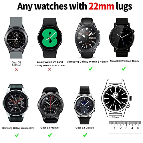 Lerobo [2 Pack Band Compatible with Samsung Galaxy Watch 3 45mm/Galaxy Watch 46mm Bands/Gear S3 Frontier, 22mm Smart Watch Band Silicone Casual Straps Accessories for Women Men Black/Blue Gray