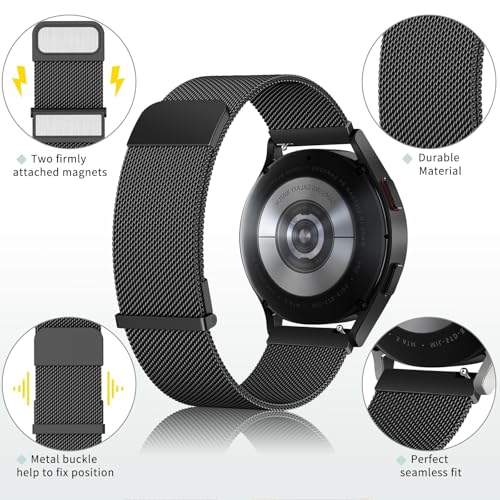 Meliya 20mm Watch Bands Stainless Steel Metal Quick Release Replacement Wristband Straps for Men Women (Black, 20mm)