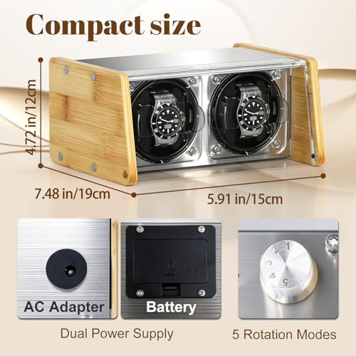 Watch Winder Smith Bamboo Automatic Watch Winder 2 for Luxury Watches Box