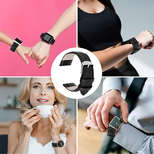 TIESOME Quick Release Leather Watch Bands, Replacement Leather Watch Strap for Men Women - 18mm 20mm 22mm (20mm, Black)
