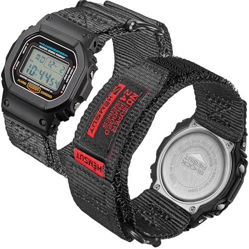 HEMSUT Quick Release 16mm Nylon Watch Band for G-Shock Compatible with G-Shock GD/DW/GW/GA Series (GD-350, DW-5600, GW-6900, GA-100/200/2100) , Super Rugged Military Style Replacement Strap (Premium Seatbelt Nylon)