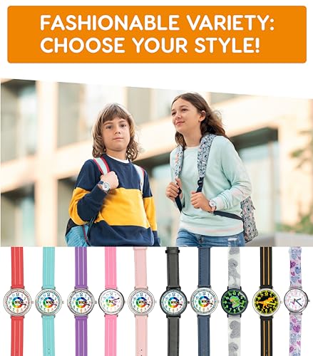 Kiddus Educational Kids Watch for Children, Boys and Girls. Analogue Time Teacher Wristwatch with Exercises. Handles Blue