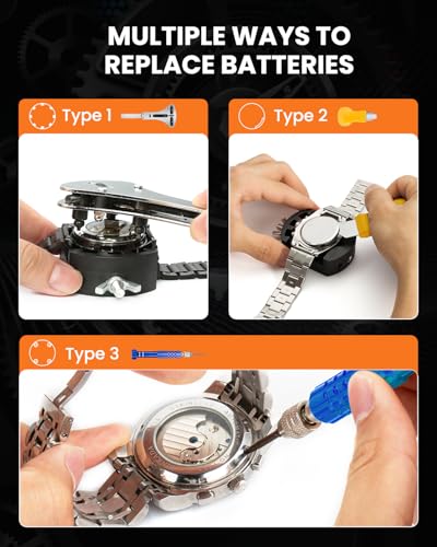 【New Upgraded】Eventronic Watch Repair Kit Professional 154PCS, Watch Link Removal Kit, Watch Battery Replacement Tool Kit & Strap Adjustment, Watch Tool Kit, Watch Band Pin Tool with Carrying Case