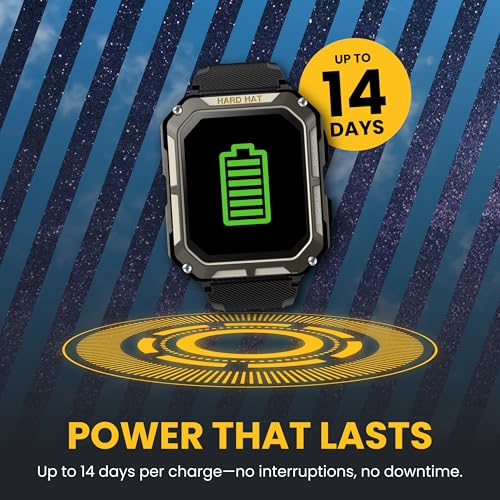 Hard Hat Watches - Rugged Smart Watch for Men, Original Smartwatch, Waterproof Smart Watch for Construction Work Men, with Fitness Trackers, Heart Rate Monitor, IP68, Pedometer, Workout Modes & More