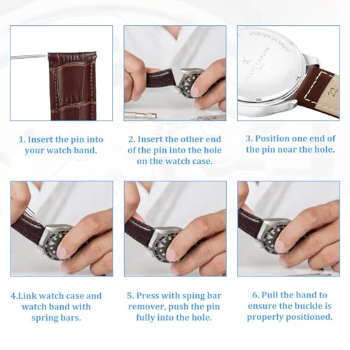 360Pcs 8-25mm Watch Band Pins, Diameter 1.5mm Watch Band Spring Bar Link Pins with Strap Link Pin Remover Tool, Watch Repair Kit for Most Kinds of Stainless Steel Watch