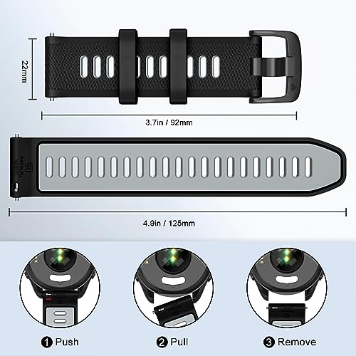 ISABAKE 22mm Watch Strap for Forerunner 255 Music/Forerunner 265, Silicone Quick Release Replacement Band for Garmin Venu 2/Vivoactive 4/Samsung Galaxy Watch 3 45mm