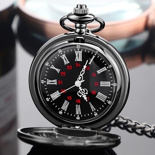 Tiong Bible Verse Pocket Watch Vintage Quartz Pocket Watches Cross American Flag Pattern with Chain Christmas Graduation Birthday Gifts Father's Day