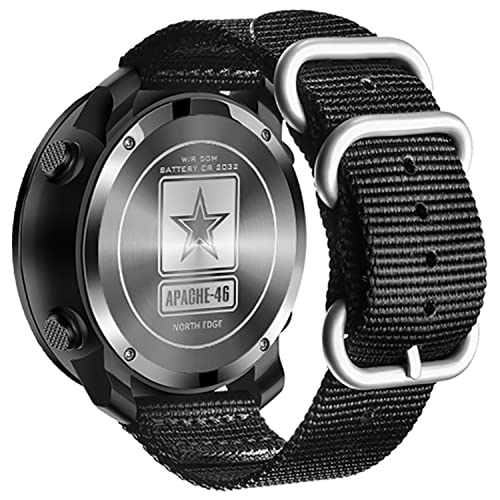 HOOSHU Tactical Sports Watches for Men Digital Outdoor Survival Military Compass Rock Solid Digital Watches with Durable Band Steps Tracker Pedometer Calories (46Black)