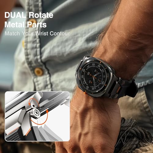 ULTIMAL Watch Band for Samsung Galaxy Watch Ultra 47mm (2025/2024) Compatible with Samsung Watch Strap Bands for Men Sport Bands for Watch Rugged Premium TPU & Metal (Black+Black)