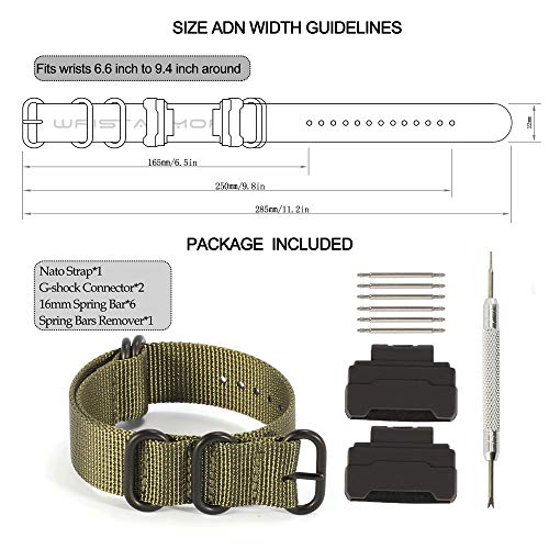 WRISTARMOR GA110 nylon band adapters Kit Replacement for Casio g shock DW-5600 DW-6900 GA700 GA100 GD120 GD110 watch band