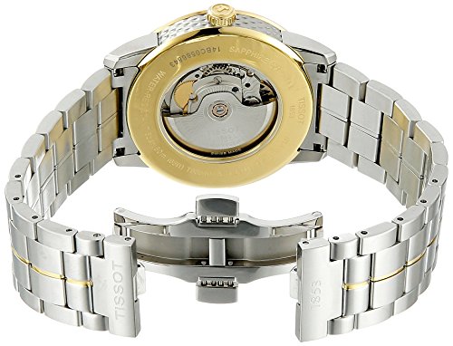 Tissot mens Tissot Luxury Powermatic 80 316L stainless steel case with yellow gold PVD coating Automatic Watch, Grey, Stainless steel, 22 (T0864072226100)