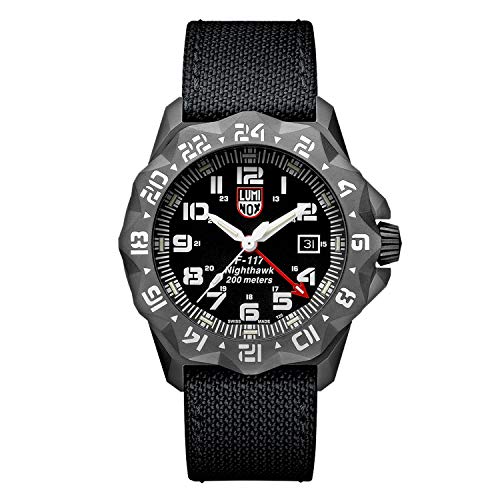 Luminox - F-117 Nighthawk XA.6421 - Mens Watch 44mm - Pilot Watch in Black Date Function Second Time Zone - 200m Water Resistant Sapphire Glass - Mens Watches - Made in Switzerland