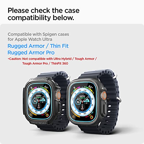 Spigen Tempered Glass Screen Protector [Glas.tR EZ Fit] designed for Apple Watch Ultra 3 / Ultra 2 / Ultra (49mm) - 2 Pack