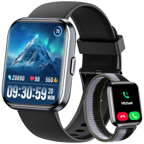 Smart Watch for Men Women, 1.8" Fitness Tracker for Android & iPhone, Answer/Make Calls, Alexa Built-in, Heart Rate/Sleep/SpO2 Monitor Smartwatch, IP68 Waterproof Watches 101+ Sport Modes, 2 Bands