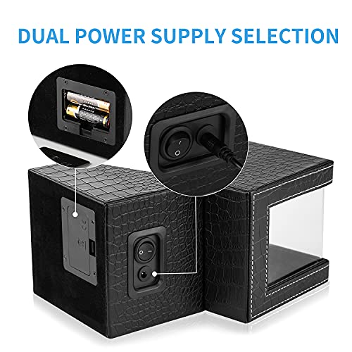 Efaithtek Automatic Single Watch Winder in Black Crocodile Pattern Leather with Japanese Quiet Motor，AC Adapter or Battery Powered