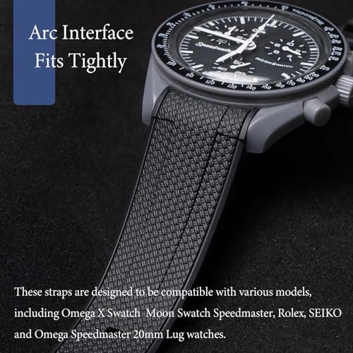 Nizonlaie Watch Bands for Moonswatch Watch, 20mm Watch Strap Curved End Weave Style Premium Silicone Rubber Replacement Strap Women Men,for Omega Swatch Moonswatch Speedmaster