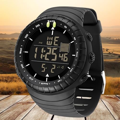 ManLinKei Men's Digital Sports Watch Military Waterproof Tactical Watch with LED Backlight Watches for Men