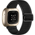 Maledan Replacement Band for Fitbit Versa 4/3 Sense 2 Band Men Women, Soft Flexible Breathable Nylon Stretchy Watch Strap for Versa 4/3 Sense 1/2 Wristbands Accessories, Black