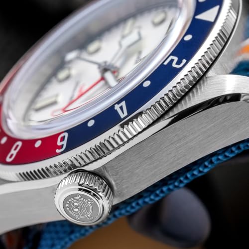 ADDIESDIVE GMT Quartz Watch for Men Nylon Band 200M Waterproof Dual Time Zone Calendar GMT Mens Wristwatch