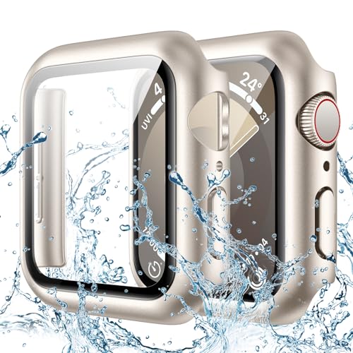 Goton Waterproof Case Compatible for Apple Watch Screen Protector Series 6/5/4, SE 3/2/1 44mm, Hard Bumper with Tempered Glass for iWatch Cover 44 mm