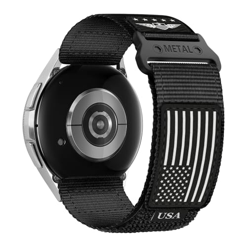 20mm Band Compatible with Samsung Galaxy Watch 7 6 5 4 FE Band 44mm 40mm/Watch 6 4 Classic 47mm 43mm 42mm 46mm/5 Pro 45mm/3 41mm/Active 2 Men,Fabric Nylon Strap for Garmin Vivoactive 5 3/Venu,S