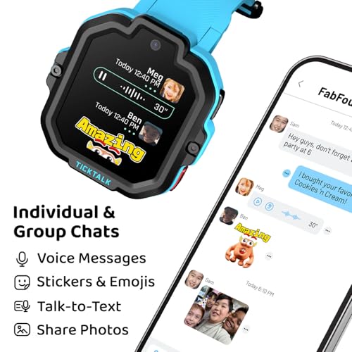 TickTalk 5 Kids Smart Watch with GPS Tracker, Voice & Video Calling, Texts, SOS & Parental Controls | Safe 4G LTE Smartwatch with Free Music, Reminders & School Mode for Boys & Girls Ages 3-12