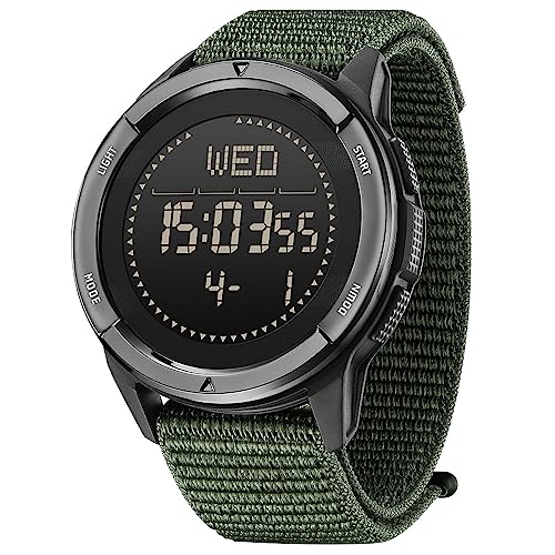 DIDITIME Tactical & Military Watches for Men - Waterproof 164FT, Fitness Watch with Compass, Metronome, Pedometer & Lightweight Breathable Nylon Band