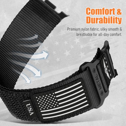 Rugged Nylon Band for Galaxy Watch Ultra Bands 47mm (2025/2024) for Men Women,One Click No Gap Fabric Woven Wristbands Adjustable Sport Strap for Samsung Galaxy Watch Ultra Band 47 mm for Man,L