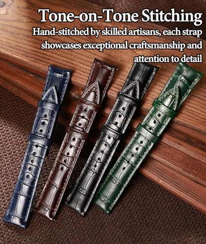 REZERO Leather Watch Bands for Men, Quick Release Watch Straps, Luxury Italian Alligator Grain Embossed Band Replacements 19mm 20mm 21mm 22mm