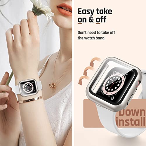 Goton Waterproof Case Compatible for Apple Watch Screen Protector Series 6/5/4, SE 3/2/1 44mm, Hard Bumper with Tempered Glass for iWatch Cover 44 mm