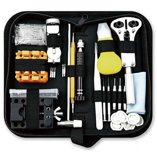 Watch Link Removal Kit, 156 pcs UPGRADED Watch Repair Kit, Watch Back Remover Tool Professional Watch Repair Opener Tools, Watch Battery Replacement Tool Kit, Watch Band Link Pin Tool Set with Carrying Case and Instruction Manual