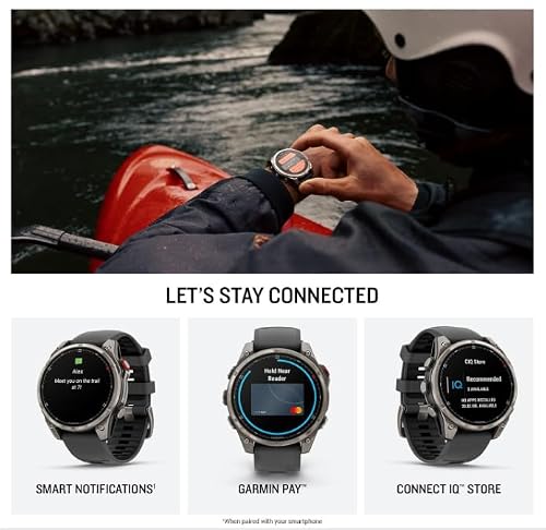 Wearable4U - Garmin Fenix 8 Pro 47mm AMOLED Sapphire Premium Connected Multisport GPS Smartwatch, inReach Technology, Titanium with Graphite Silicone Band w/Black Earbuds Bundle