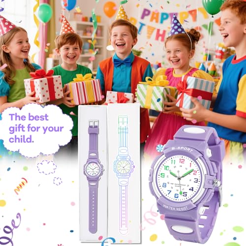 Juboos Kids Analog Watch, Childrens Waterproof Quartz Watch for 5-14 Years Old Boys Girls Time Teaching Sports Outdoor Wirstwatch