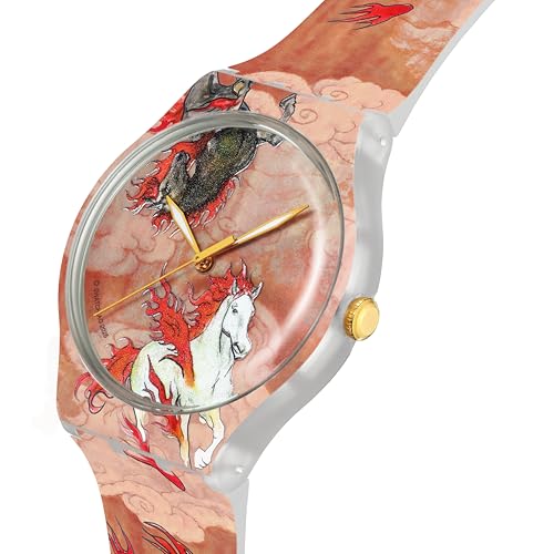 Swatch New Gent Unisex Casual Watch Polymer Brown Quartz Water Resistant Riding THE Clouds