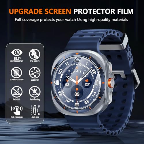 Suoman 4-Pack for Samsung Galaxy Watch Ultra 47mm Screen Protector, 9H Hardness Tempered Glass Screen Protective Film Ultra 47 mm for Galaxy 8/7 Smartwatches (2024-2025)