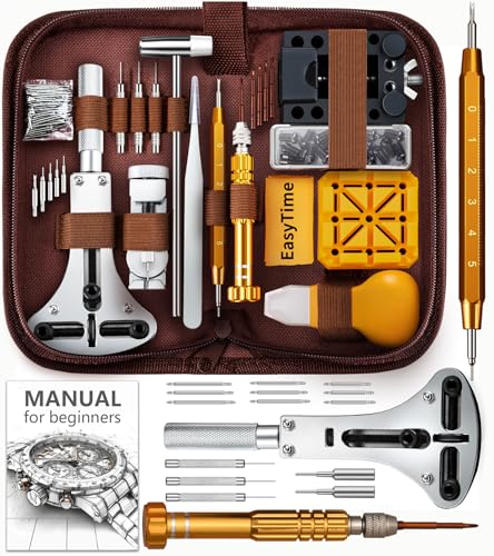 EasyTime Watch Repair Tool Kit for Watch Link Removal and Battery Replacement, 149 PCS Watch Back Remover for DIY Beginners Professional Collectors with Case and Instructions