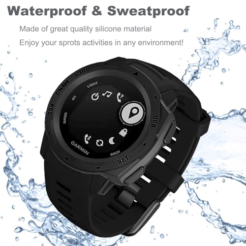 Threeeggs for Garmin Instinct Watch Band, 22mm Silicone Strap for Instinct 2 / Esports / Solar / Tide / Tactical Smartwatch, Comfortable, Waterproof, Soft and Durable Watch Bands ( Black )
