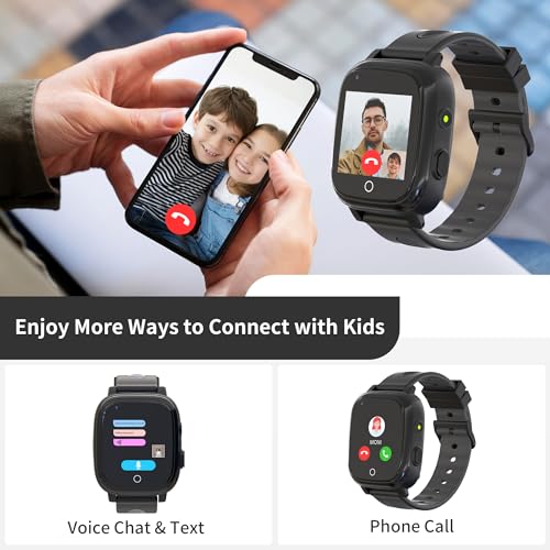 AIWIEP 4G Kids Smart Watch Boys with GPS Tracker Phone/Video Call Alarm SOS Camera Pedometer Stopwatch Caculator Flashlight GPS Watch for Kids Age 5-12