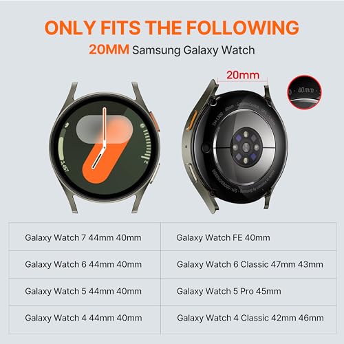 Bandletic Magnetic Silicone Band Compatible with Samsung Galaxy Watch 7 6 5 4 FE 40mm 44mm/for Galaxy Watch 6 4 Classic 43mm 47mm 42mm 46mm/Watch 5 Pro 45mm, 20mm No Gap Strap for Men Women, Black