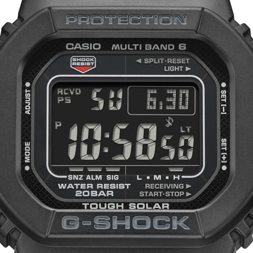 Casio G-Shock GWM5610U-1B Men's Tough Solar Atomic Digital Watch, Multi-Band 6 Radio Controlled, 200M Water Resistant, Shock Resistant, LED Backlight, Black Resin Strap