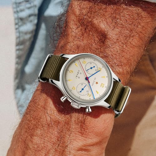 SEA-GULL Men's Mechanical Wristwatch, Seagull 1963 Aviation Chronograph Pilot Mechanical Watch, Manual Winding, GD 1963 International Edition, ST1901 (Yellow)
