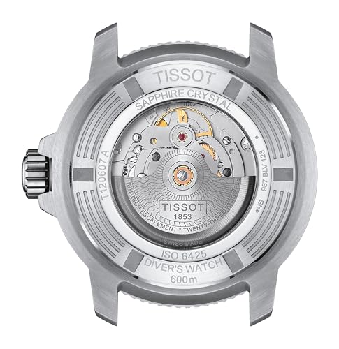 Tissot Mens Tissot Seastar 2000 Professional Powermatic 80 316L Stainless Steel case Automatic Watch, Black, Rubber, 22 (T1206071744101)