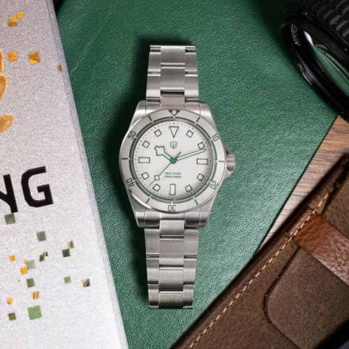 watchdives WD1969/ WD1969B Pro Dive Watches VH31 Sweep Second Quartz Watch 38mm Sapphire Crystal Luxury Wristwatch 200m Diving Watch for Men (White)