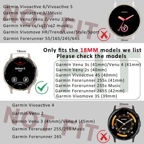 18mm Metal Bands for Garmin Venu 3S / Venu 4 41mm / Venu 2S / Vivoactive 4S / Vivomove 3S / Forerunner 265s Watch Bands, Quick Release Stainless Steel Metal Replacement Wristband Strap for Garmin Forerunner 255s/265s Bands Women Men (Champagne Gold)